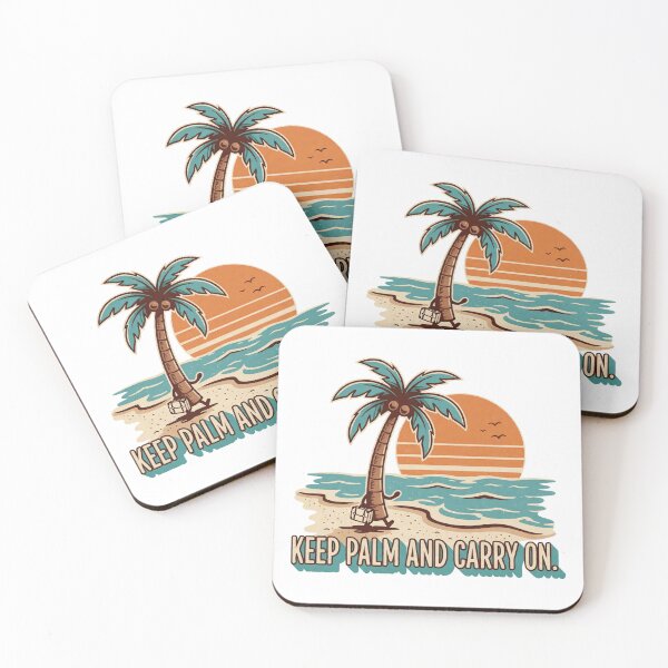 Item preview, Keep Palm And Carry On Cute Palm Tree Beach Pun Retro Sunset designed and sold by Per My Last Nerve Studio.