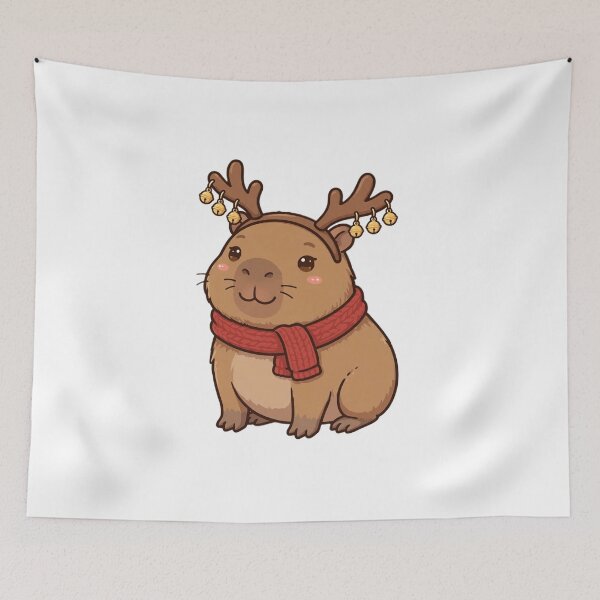 Item preview, Capybara Reindeer with Jingle Bell Antlers designed and sold by The Cozy Critter Club.