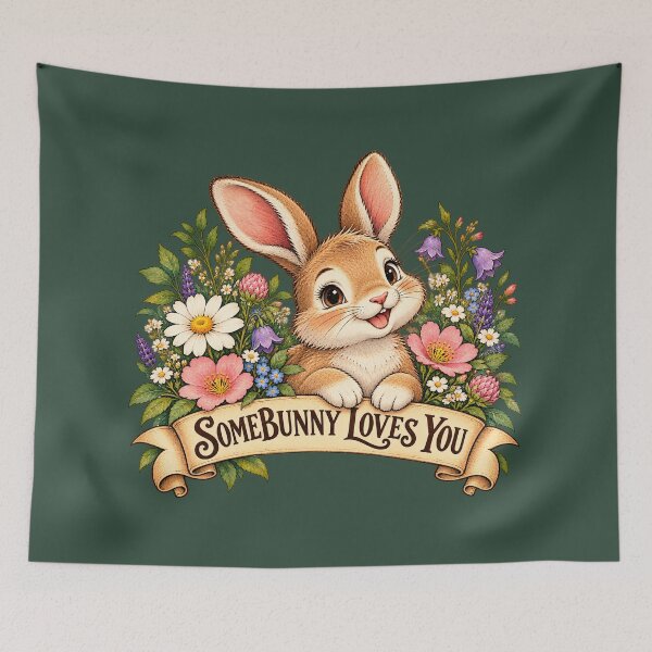 Item preview, Somebunny Loves You – Sweet Bunny & Meadow Flowers designed and sold by thirtyonestars.