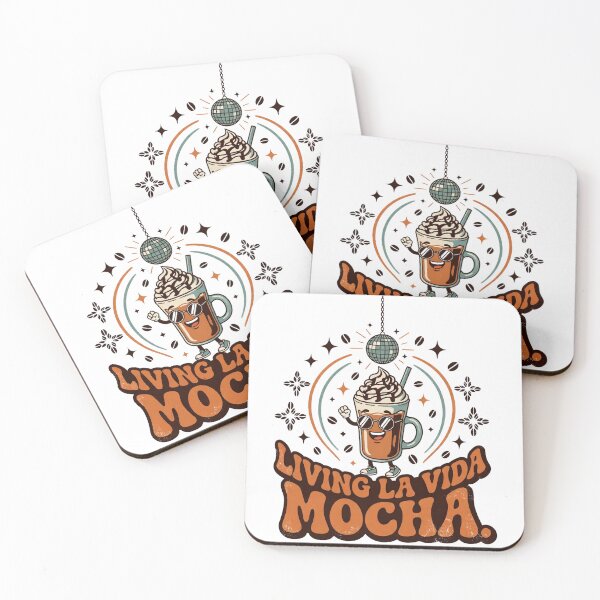 Item preview, Living La Vida Mocha Cute Coffee Pun Retro Disco designed and sold by Per My Last Nerve Studio.