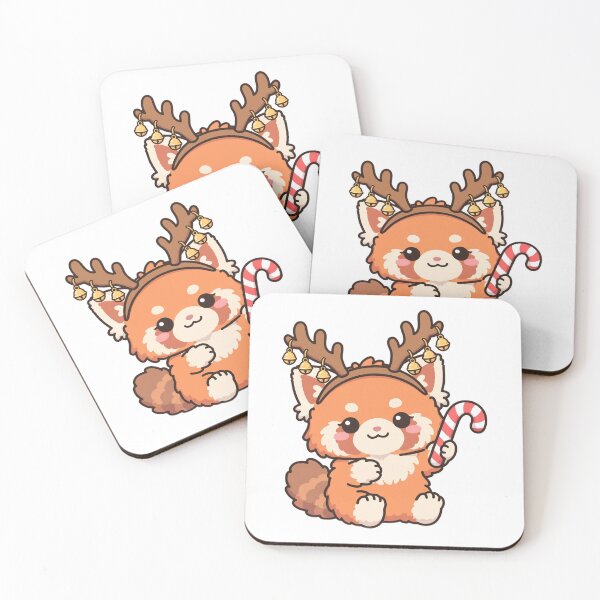 Item preview, Red Panda Reindeer with Candy Cane and Jingle Bells designed and sold by The Cozy Critter Club.