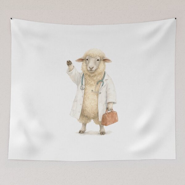 Item preview, Sheep Doctor With Stethoscope Watercolor designed and sold by DoodleMenagerie.