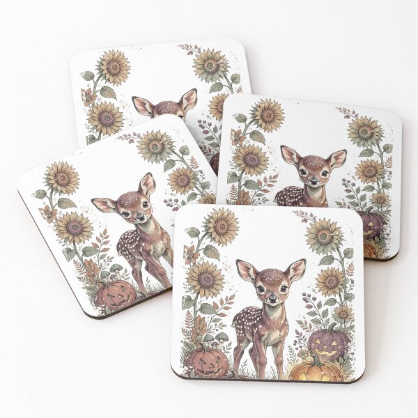 Item preview, Cute Fawn Halloween — Baby Deer in a Pumpkin Meadow with Sunflowers designed and sold by AASU247.