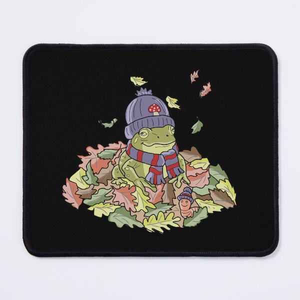 Item preview, Frog in autumn leaves and beanie cottagecore illustration designed and sold by LeshanArt.
