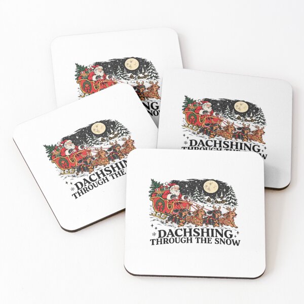 Item preview, Four Dachshunds Pulling Santa Sleigh Through Snow designed and sold by NgumohaLanke.