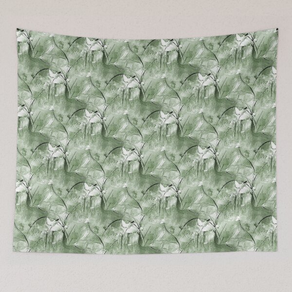 Item preview, Impressionistic Bird Flower Garden in Green designed and sold by Artistestella.