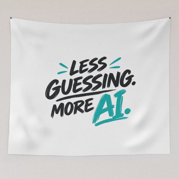 Item preview, Less Guessing More AI – Funny Artificial Intelligence Quote, AI Lover Typography Design designed and sold by The Happiness Market .