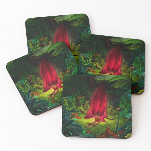 Item preview, Surreal Kneeling Figure Covered by Giant Red Flower in Jungle designed and sold by Vizerskaya.