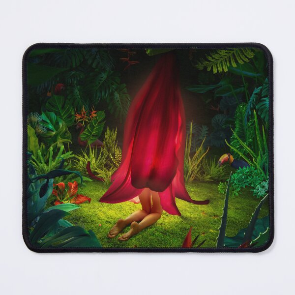 Item preview, Surreal Kneeling Figure Covered by Giant Red Flower in Jungle designed and sold by Vizerskaya.
