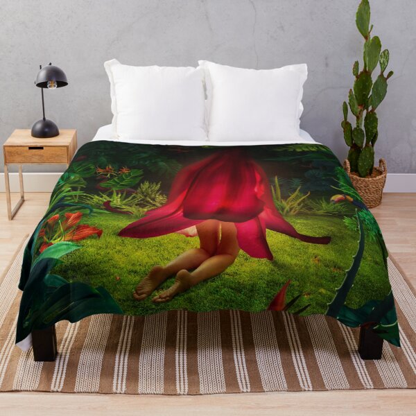 Item preview, Surreal Kneeling Figure Covered by Giant Red Flower in Jungle designed and sold by Vizerskaya.