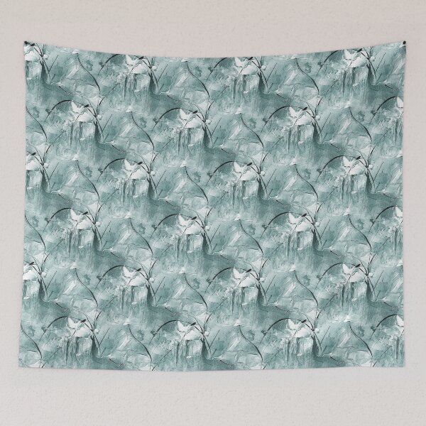 Item preview, Impressionistic Bird Flower Garden in Teal designed and sold by Artistestella.