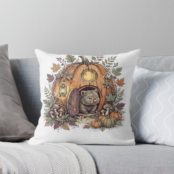 Item preview, Cute Wombat Halloween — Wombat in a Cozy Pumpkin Cottage Burrow designed and sold by AASU247.