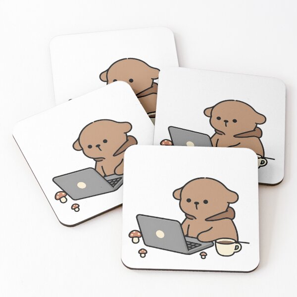 Item preview, Cozy Bear Coding On Laptop Cottagecore Study designed and sold by CosyCush.