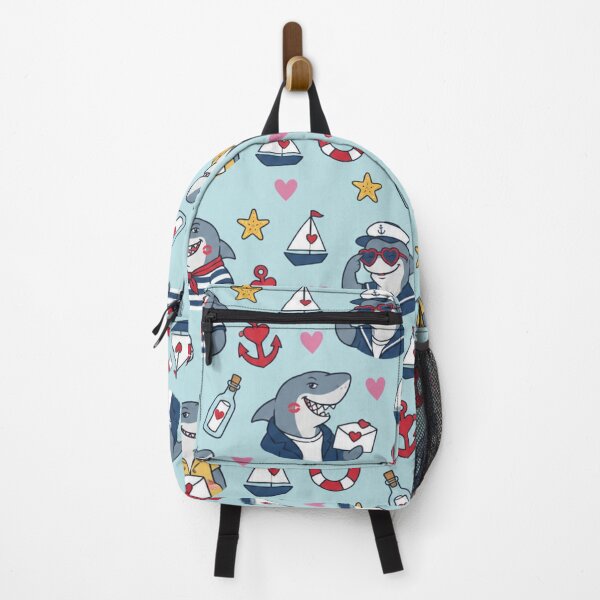 Item preview, Anthro Shark | Nautical Date Night Sharks in Sailor Stripes with Roses, Anchors and Love Letters designed and sold by Furrenzy.