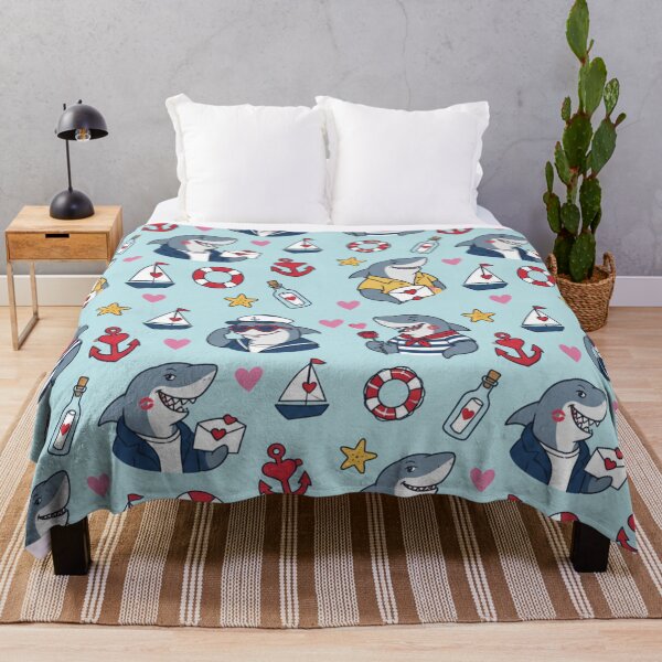 Item preview, Anthro Shark | Nautical Date Night Sharks in Sailor Stripes with Roses, Anchors and Love Letters designed and sold by Furrenzy.