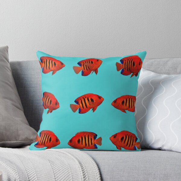Item preview, Flame Angelfish – Reef Fish Pattern on Turquoise designed and sold by Helt-enkelt.