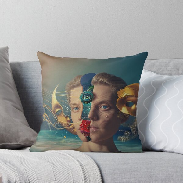 Item preview, Surreal Female Portrait with Third Eye, Golden Mask and Seahorse designed and sold by Vizerskaya.