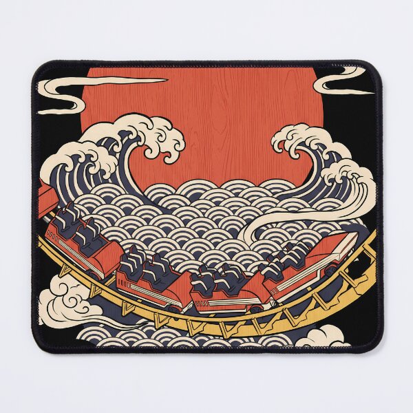 Item preview, A Runaway Coaster RollerCoaster Tycoon Ukiyo-e Anime Gaming Streetwear Tee designed and sold by Senpaiwaves.