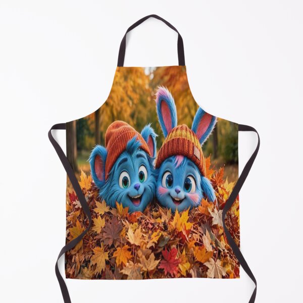 Item preview, Happy Fluffy Blue Creatures in Fall Leaf Pile designed and sold by YarQpl.