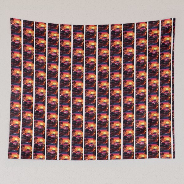 Item preview, Modern Super Sedan Sports Car Scene with Sunset and Palm Trees designed and sold by melouki.