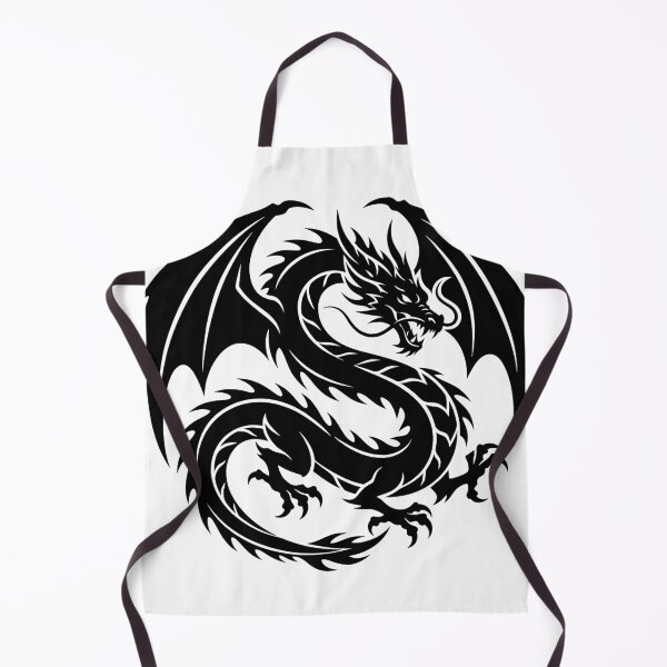 Item preview, Black Dragon Round Wings Tattoo – Bold Solid Silhouette S Curve Winged Dragon Art designed and sold by DragonSerpent Ink.