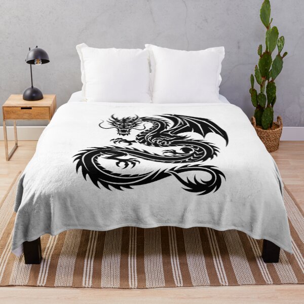 Item preview, Front Facing Whisker Dragon Tattoo – Angry Black Dragon Face Winged Serpent Art designed and sold by DragonSerpent Ink.
