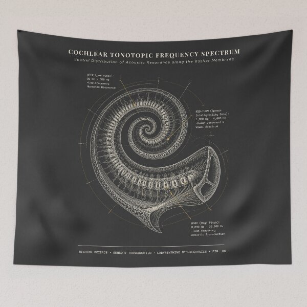 Item preview, Cochlea Tonotopic Map Audiology Hearing Science Audiologist Art designed and sold by qwicdesign.