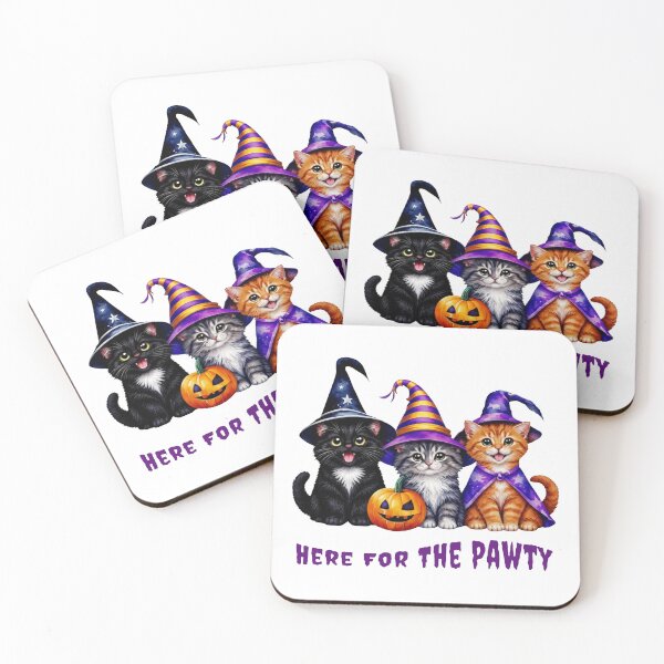 Item preview, Halloween Kitten Pawty Trio Here For The Pawty Cute Witch Cats designed and sold by AnaHahn.