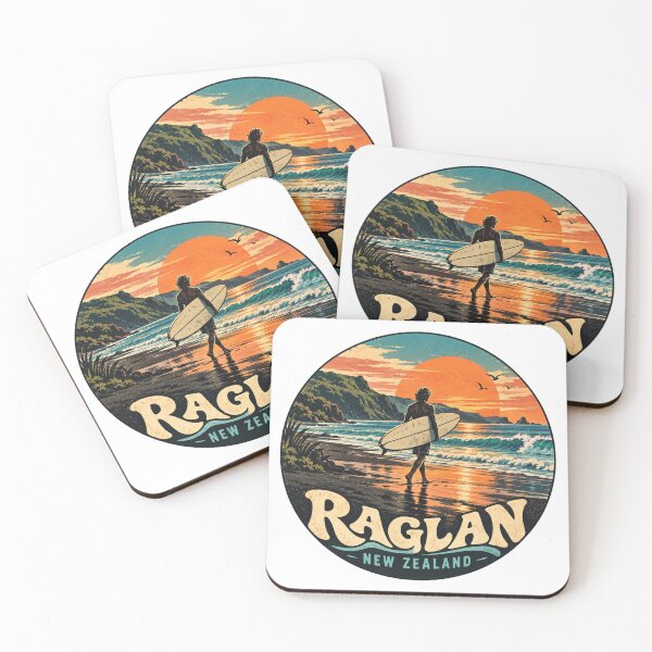 Item preview, Raglan New Zealand: Vintage Surf Art – Retro Sunset Beach Design designed and sold by CircinusStore.