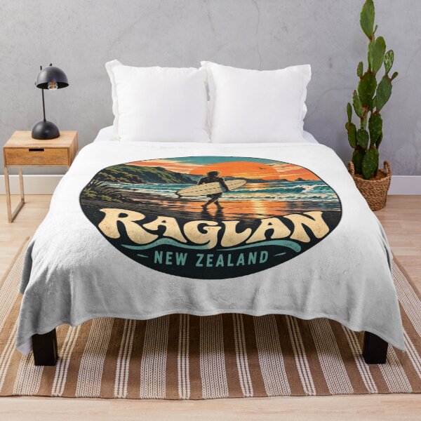 Item preview, Raglan New Zealand: Vintage Surf Art – Retro Sunset Beach Design designed and sold by CircinusStore.