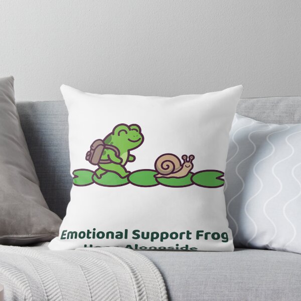 Item preview, Emotional Support Frog Hops Alongside, Cute Frog with a Backpack Escorting a Snail designed and sold by ElicitaDesign.