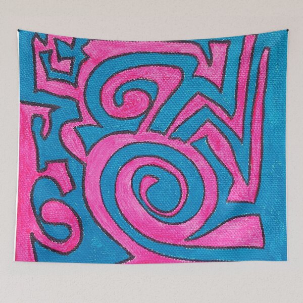 Item preview, Rose and Blue Doodle Abstract Acrylic Painting designed and sold by Gordon Bryan.