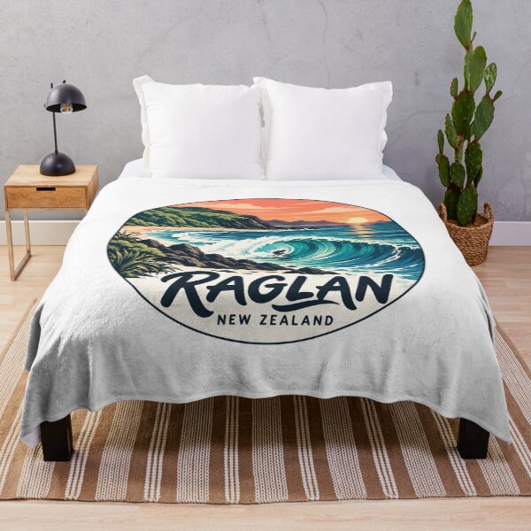 Item preview, Raglan New Zealand: Surfing – Vintage Barrel Wave Sunset Art designed and sold by CircinusStore.