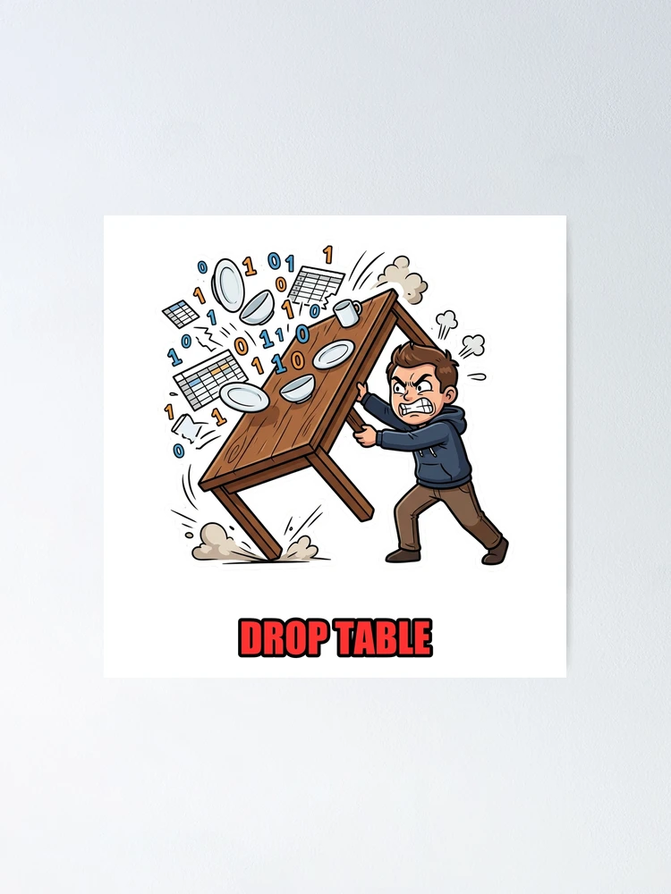 Thumbnail 1 of 3, Poster, Drop Table SQL Database Chaos designed and sold by YNAMREG.