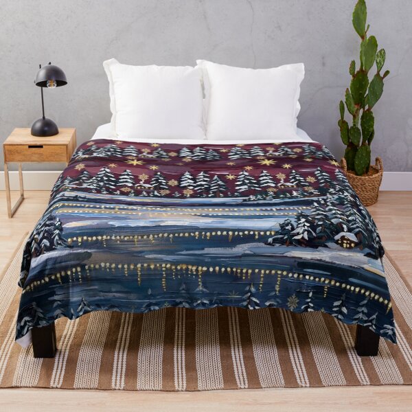 Item preview, Keitele Yule - Finnish Lake Christmas Duvet - Gallen-Kallela Inspired Burgundy Gold designed and sold by SisuPrintsCo.