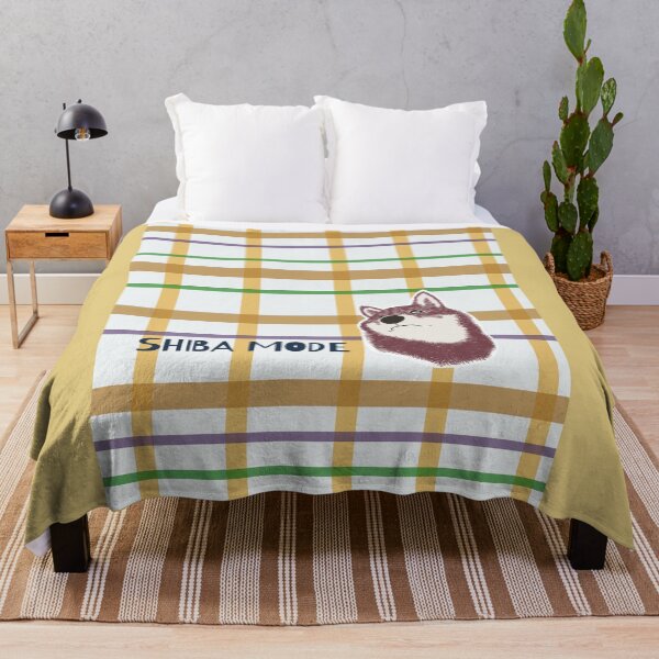 Item preview, Orange plaid with Purple Shiba Inu designed and sold by ShibaCruise-On.
