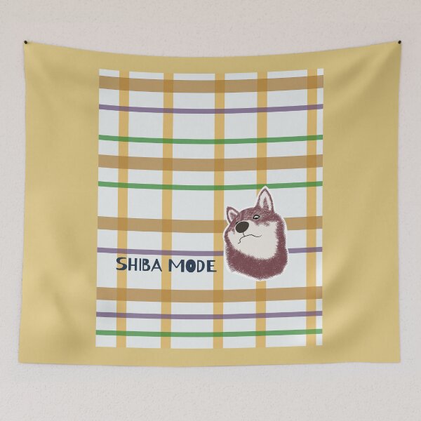 Item preview, Orange plaid with Purple Shiba Inu designed and sold by ShibaCruise-On.