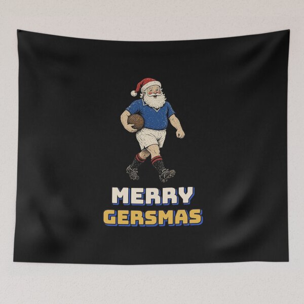 Item preview, Merry Gersmas - Retro Blue Football Santa Christmas designed and sold by Rebel Rewind.