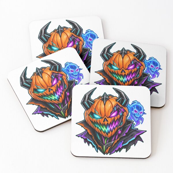 Item preview, Cyber Pumpkin Demon Neon Skull Ghost Art designed and sold by puzzell.