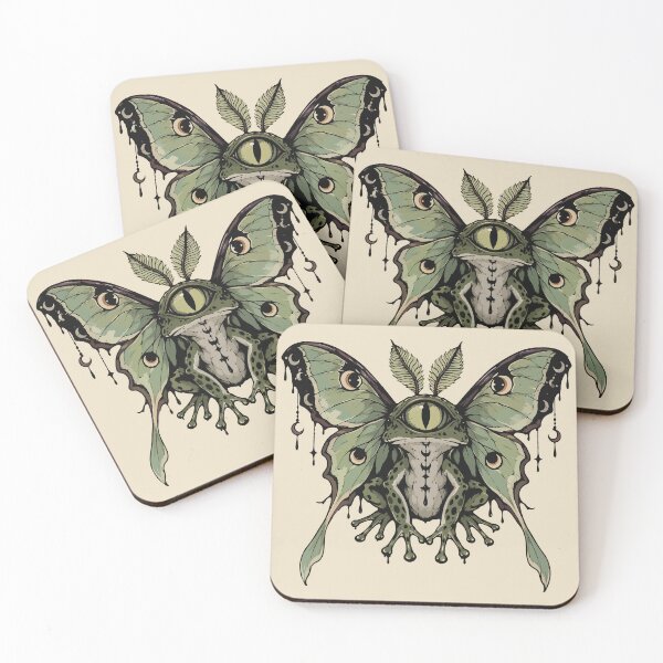 Item preview, Goth Cyclops Frog Luna Moth Dark Cottagecore Illustration designed and sold by BrownHorse90s.