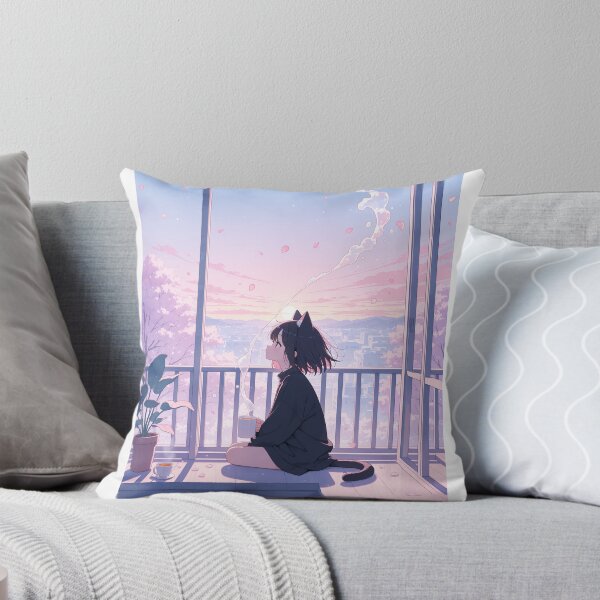 Item preview, Tea on the Sakura Balcony with a Cat – Pastel Lofi Anime designed and sold by AlmightyDriss.