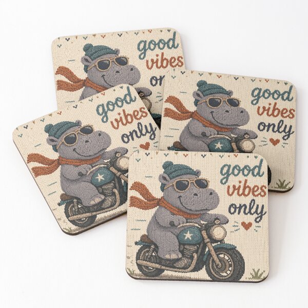 Item preview, Cool hippo on a motorcycle, Good Vibes Only knitting pattern designed and sold by Mauswohn.