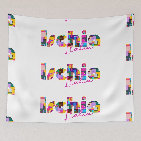 Item preview, Ischia, Napoli, Italy, Italia, colorful typography design for travellers designed and sold by Wanderful-roads.