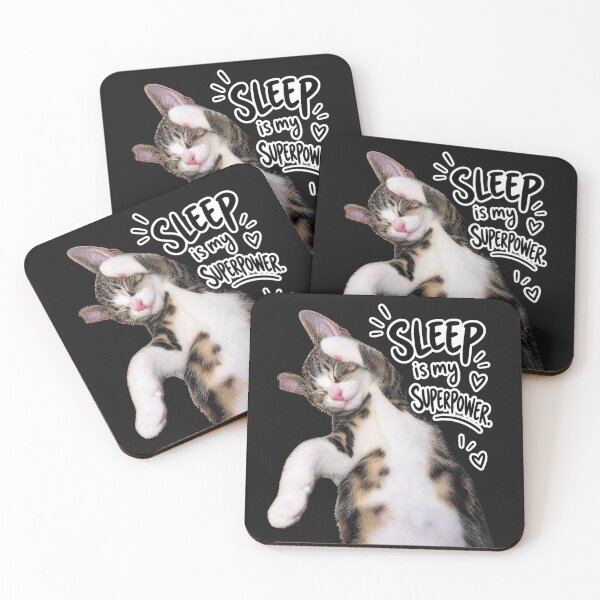 Item preview, Sleep Is My Superpower Sarcastic Sleeping Kitten designed and sold by MeliMedO Art.