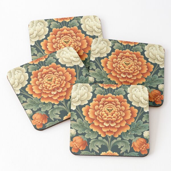 Item preview, Orange Floral Damask William Morris style designed and sold by Bramblore.
