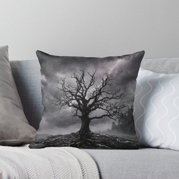 Item preview, Gothic Dark Fantasy Tree and Lightning Storm Castle designed and sold by TeeBeeDesigns.