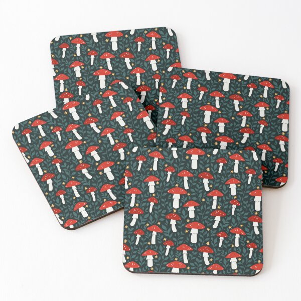 Item preview, fairytale mushroom pattern with red fly agaric mushrooms designed and sold by burbura.