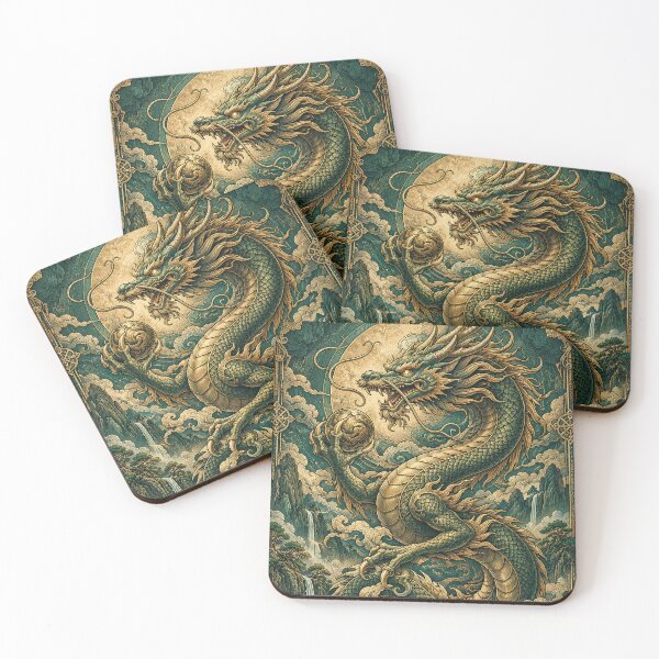 Item preview, Emerald Dragon – Vintage Oriental Fantasy Art designed and sold by Curio Meridian.