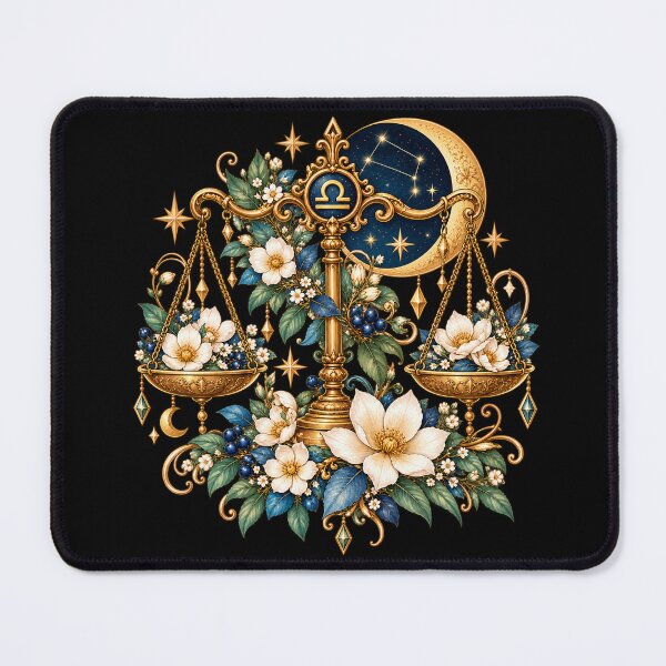 Item preview, Libra Zodiac – Vintage Celestial Floral Astrology Art designed and sold by Scarlett-Goods.