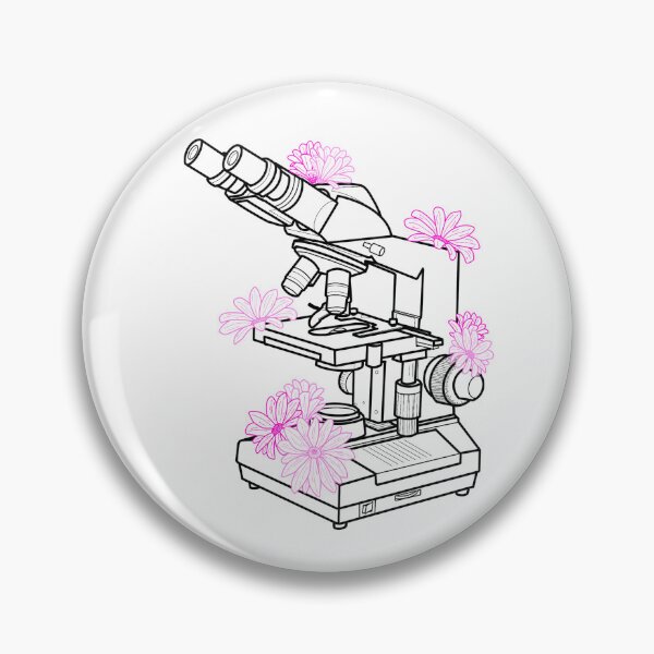 Item preview, Black Microscope Outline and Pink Flowers designed and sold by emmacatwheels.